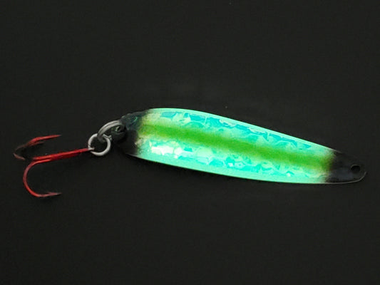 SuperGlow Salmon Trolling Spoon - 'Chrissy-Chrissy'