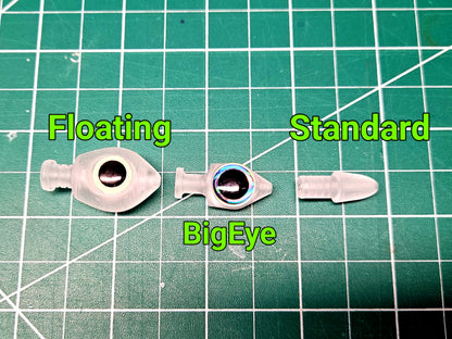 BigEye vs Floating vs Standard Trolling Fly Bullet Heads on Green work mat