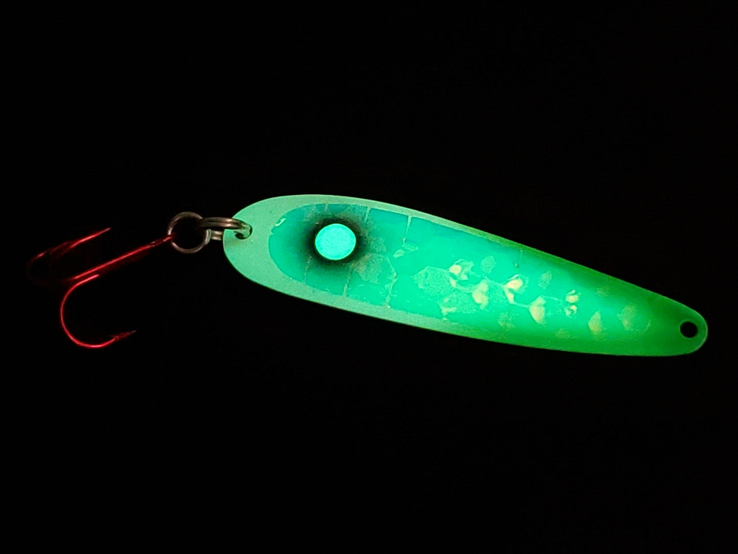 SuperGlow Salmon Trolling Spoon - 'Green Zombie'