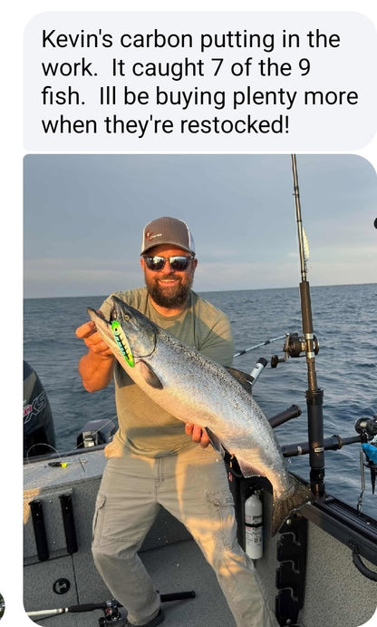 SuperGlow Salmon Trolling Spoon - 'Kevins Carbon'
