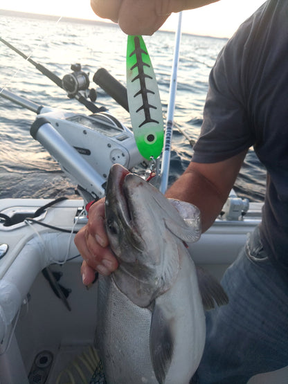 SuperGlow Salmon Trolling Spoon - 'Kevins Carbon'