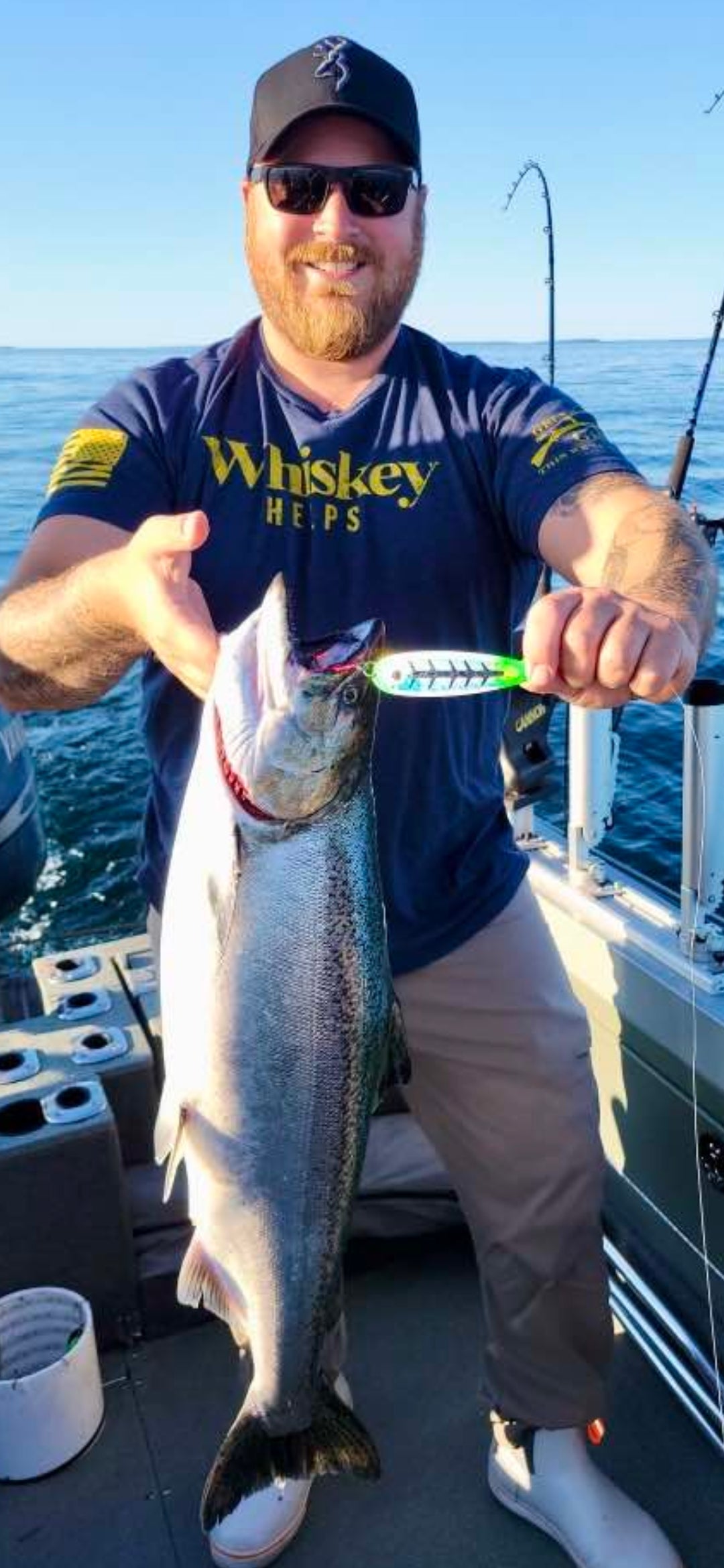 SuperGlow Salmon Trolling Spoon - 'Kevins Carbon'