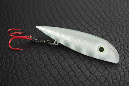 FlatFin Minnow on black leather scales background