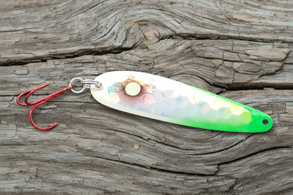 Green Zombie Spoon on Driftwood 
