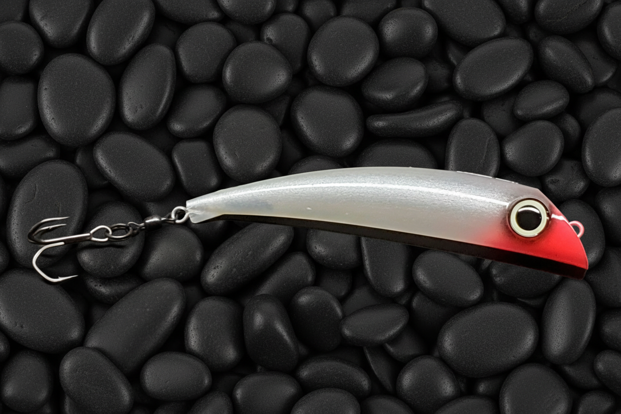 BubbleDart Long CutThroat on black pebbles