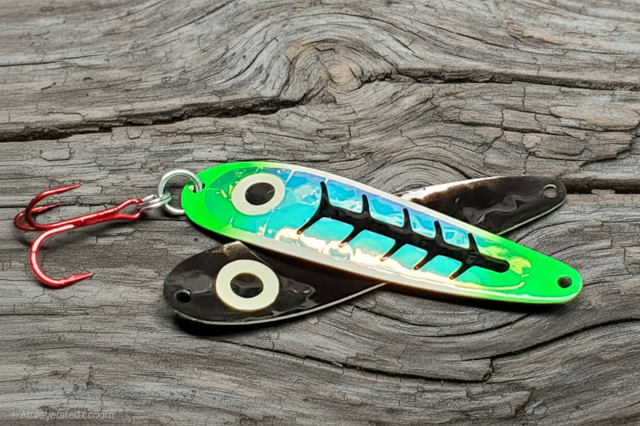 Kevins Carbon spoon on weathered wood background showing black spoon back with glow ring eye