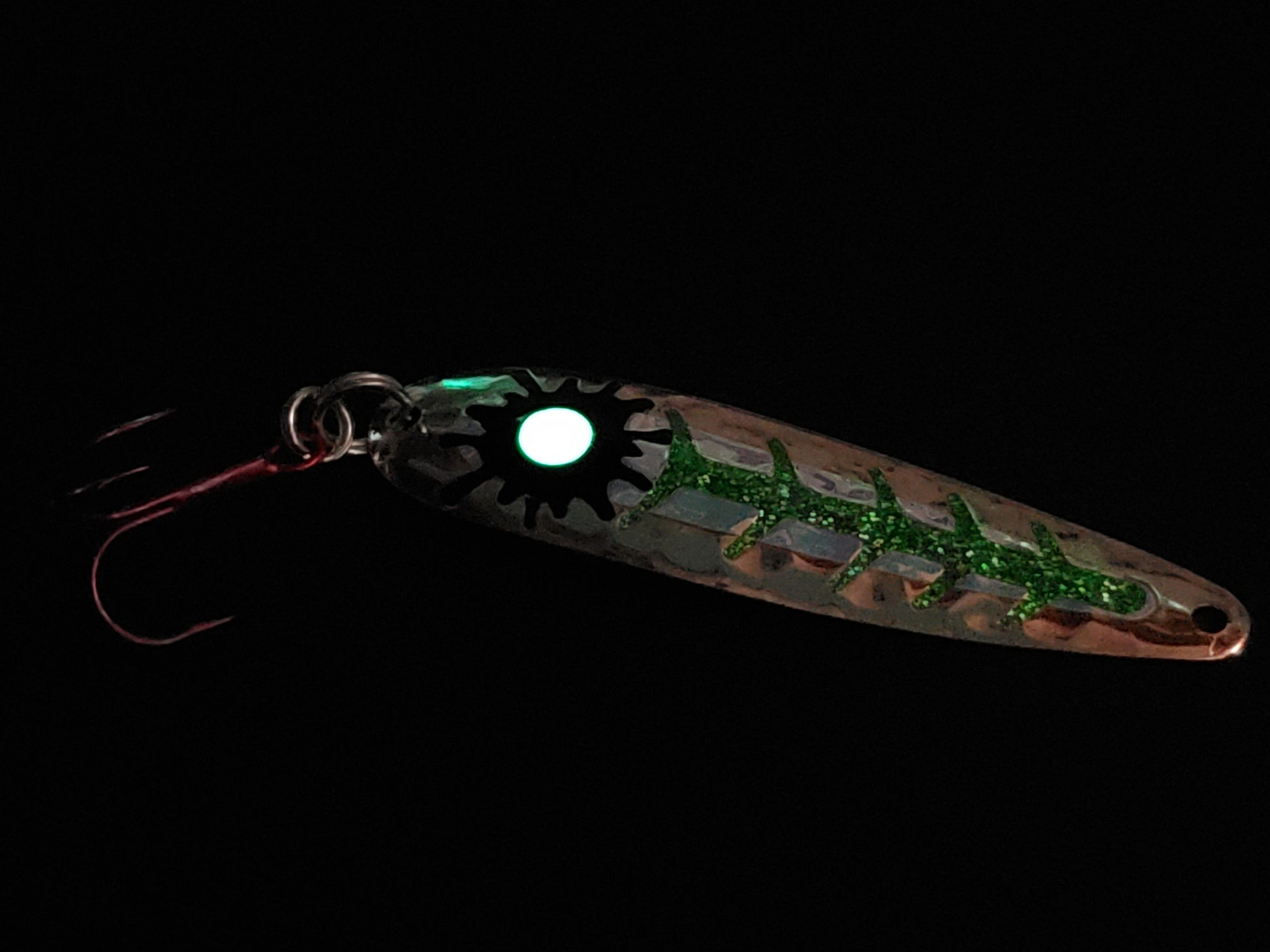 Fisher Tackle SuperGlow 'Green Sparkle Sploosh' Salmon Spoon - Fisher Tackle Company