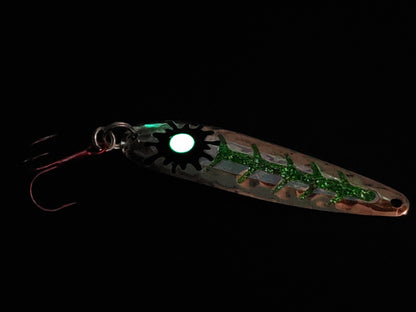 Fisher Tackle SuperGlow 'Green Sparkle Sploosh' Salmon Spoon - Fisher Tackle Company
